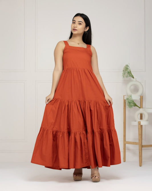 Tangerine Bloom Tiered Maxi For Women