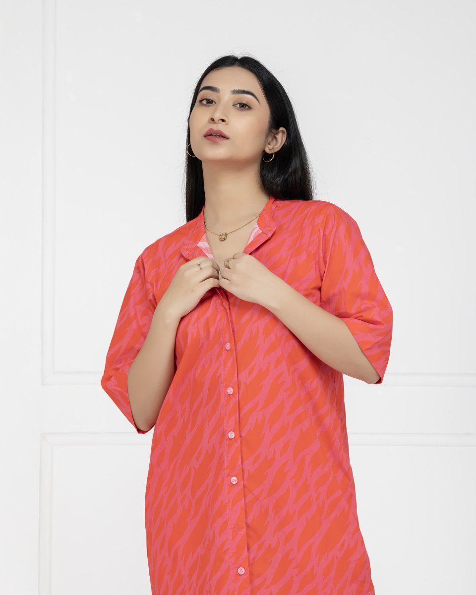 Women Coral Rush Shirt Dress