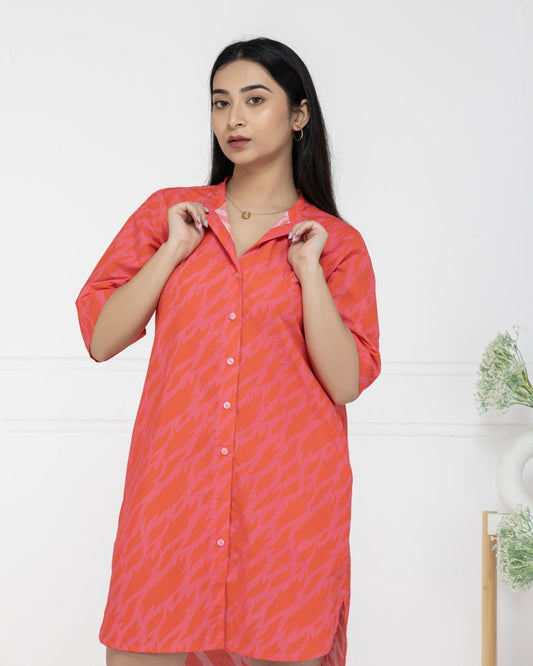 Women Coral Rush Shirt Dress