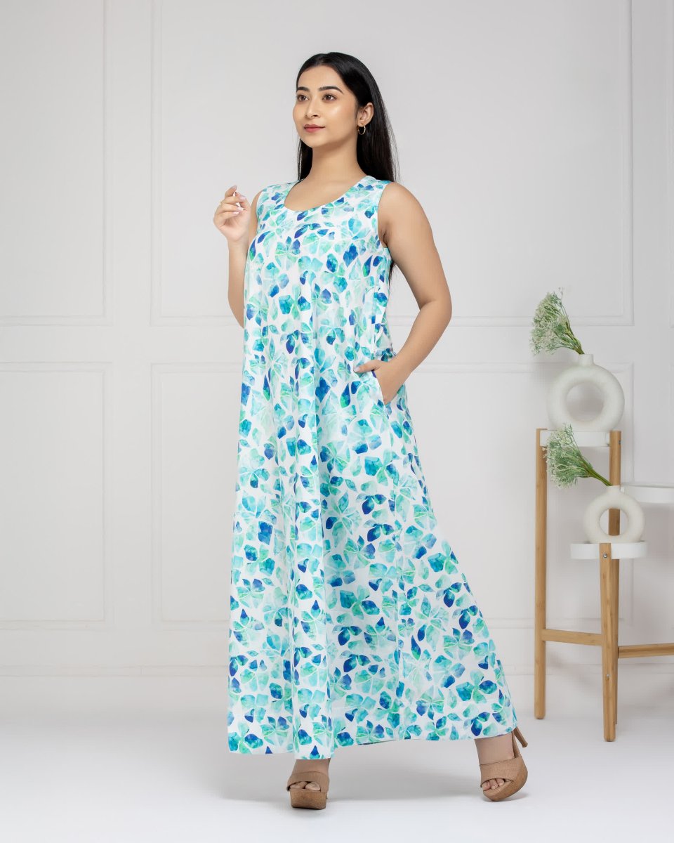Women Tropical Mist Cotton Maxi Dress