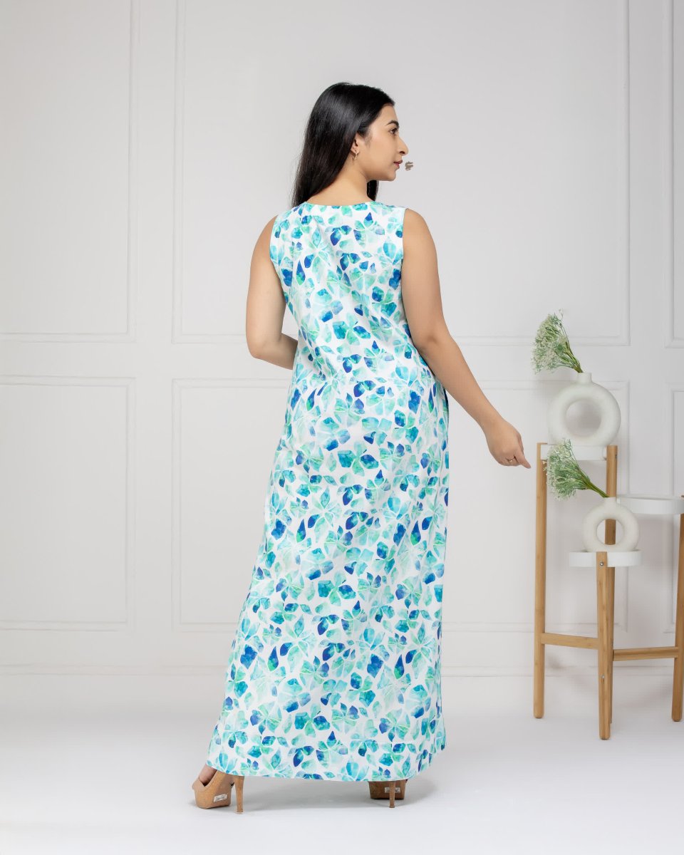 Women Tropical Mist Cotton Maxi Dress