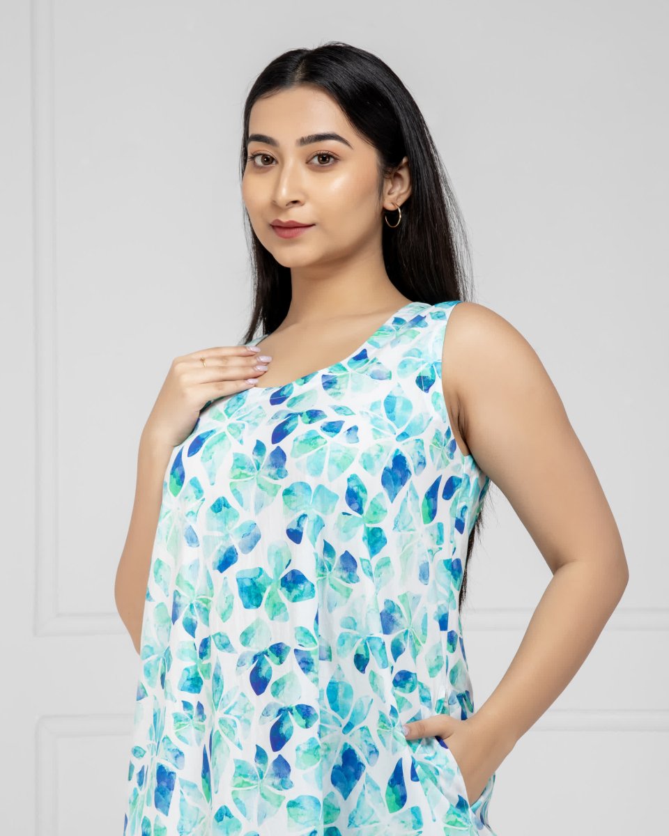 Women Tropical Mist Cotton Maxi Dress