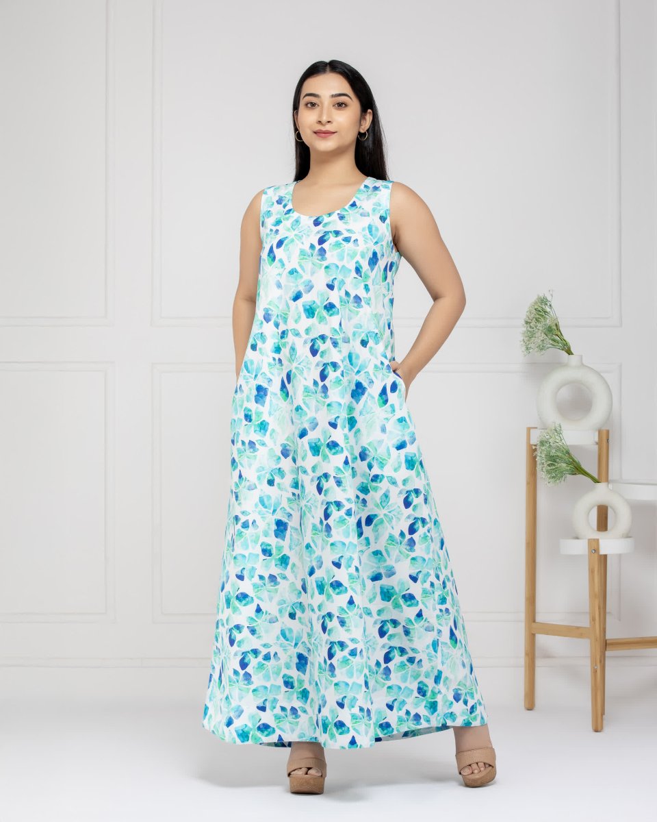 Women Tropical Mist Cotton Maxi Dress