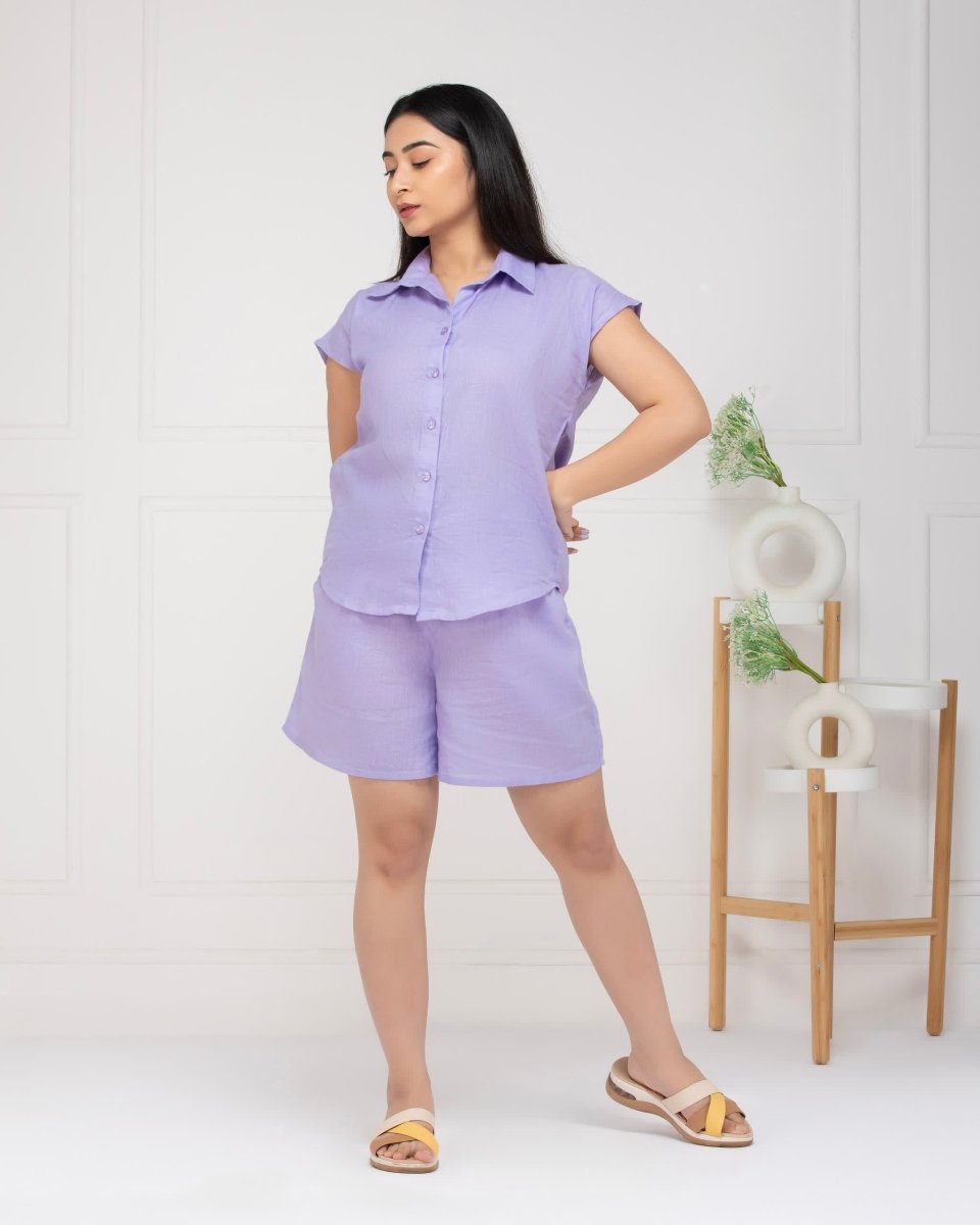 Lilac Breeze Linen Co-ord Set For Women