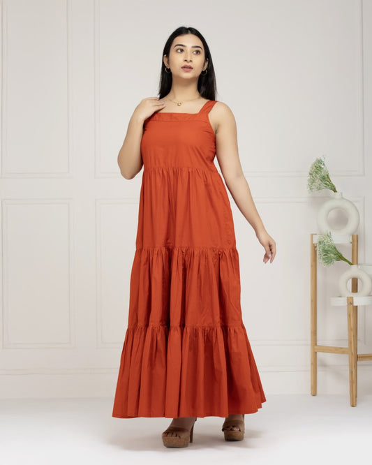 Tangerine Bloom Tiered Maxi For Women