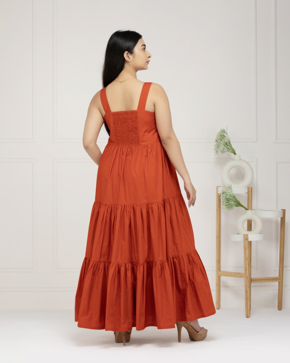 Tangerine Bloom Tiered Maxi For Women
