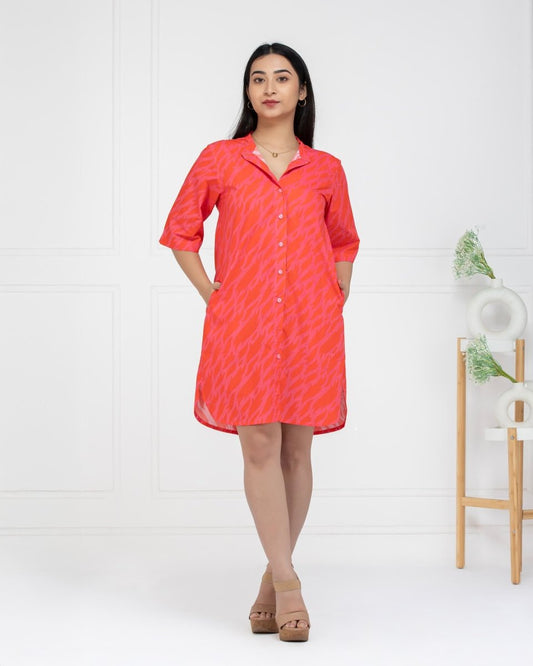 Women Coral Rush Shirt Dress