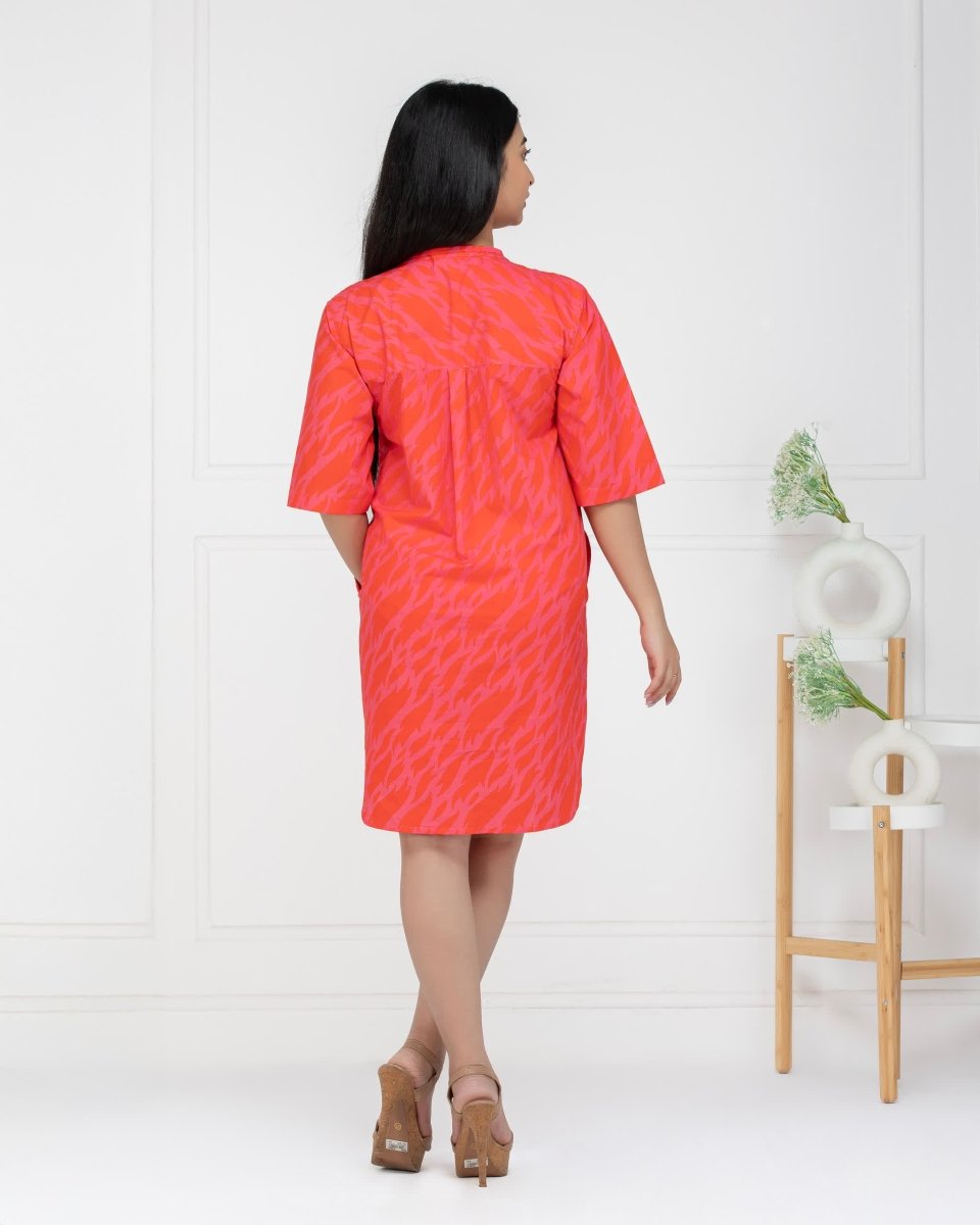 Women Coral Rush Shirt Dress
