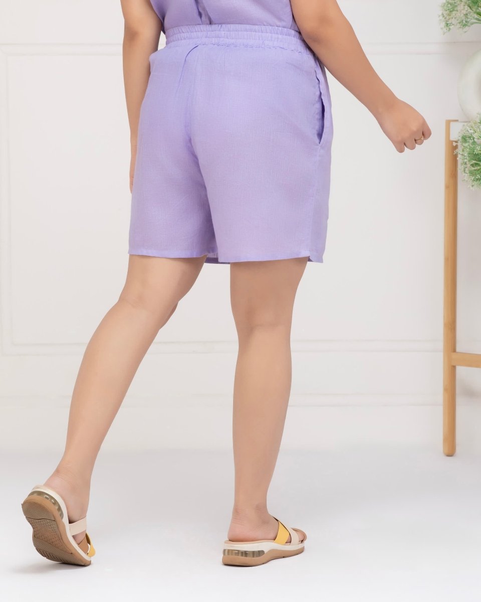 Women Lilac Mist Linen Short