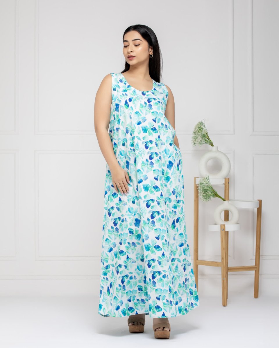 Women Tropical Mist Cotton Maxi Dress
